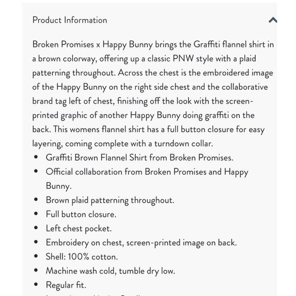 Broken Promises X Happy Bunny Grafitti Flannel Button Front Shirt sz LG - Picture 11 of 11